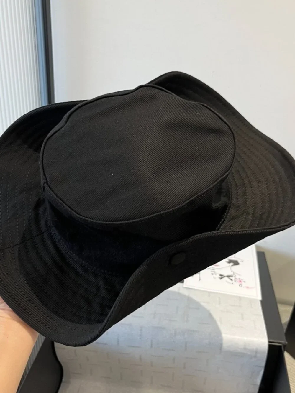 Miu‑Miu Black Wide‑Brim Bucket Sun Hat